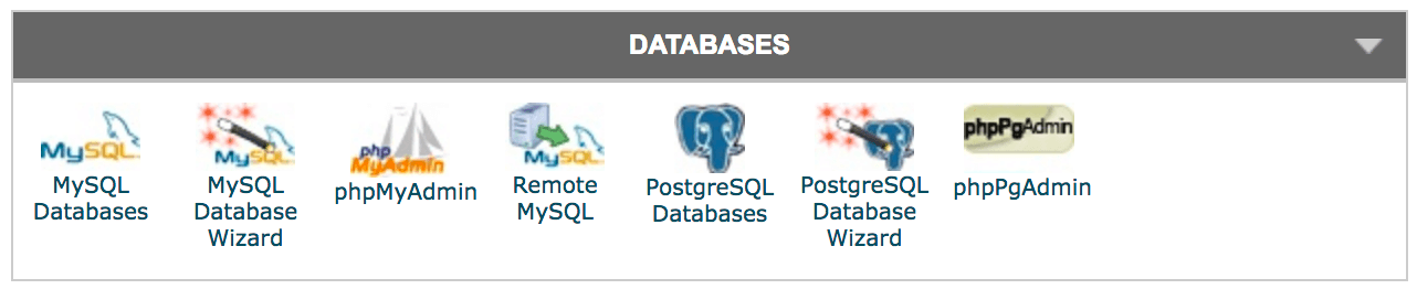 cPanel's Databases section.