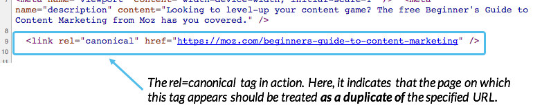 rel=canonical tag example