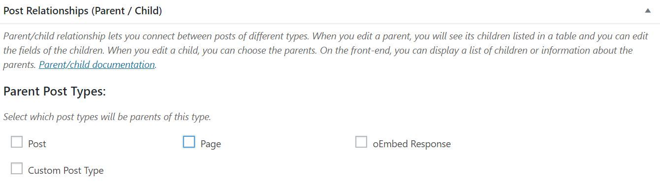 Toolset Types Post Types Relationships Option