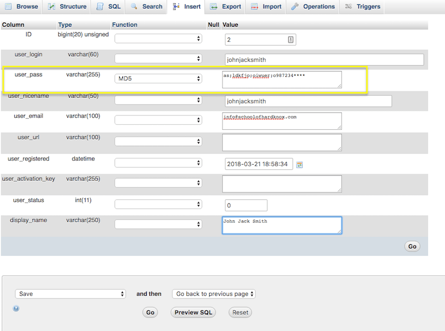 User Table