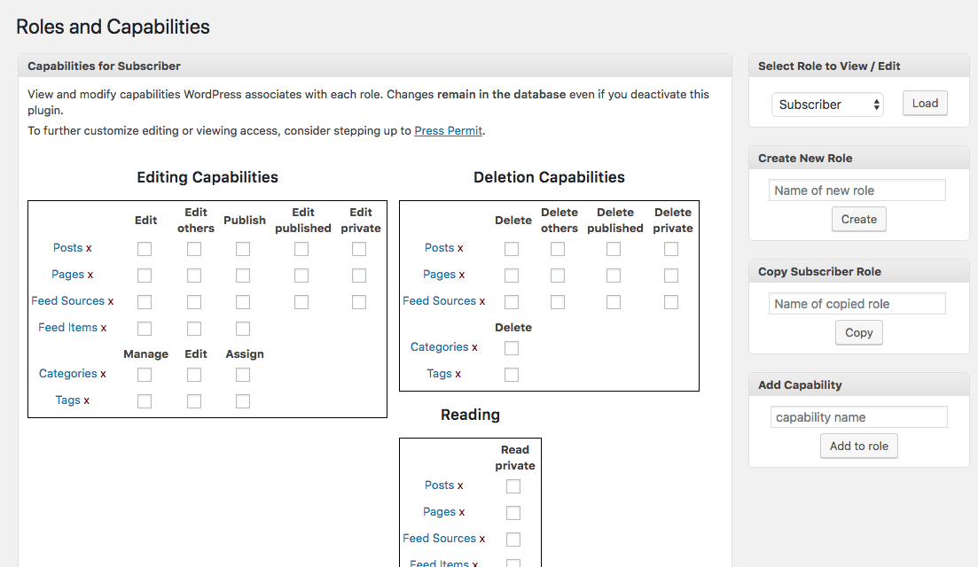 Capability Manager Enhanced plugin