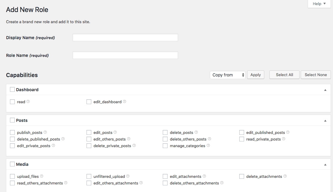 WPFront Add New Role