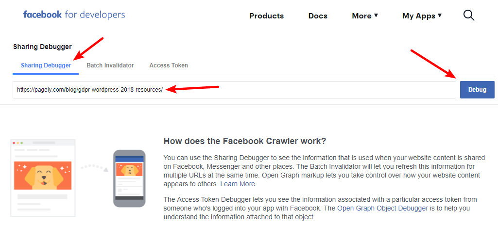 Using the Facebook Debugger tool