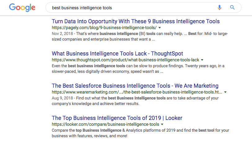 best business intelligence tools search results