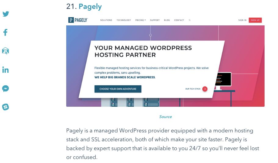 pagely on the hubspot best of list