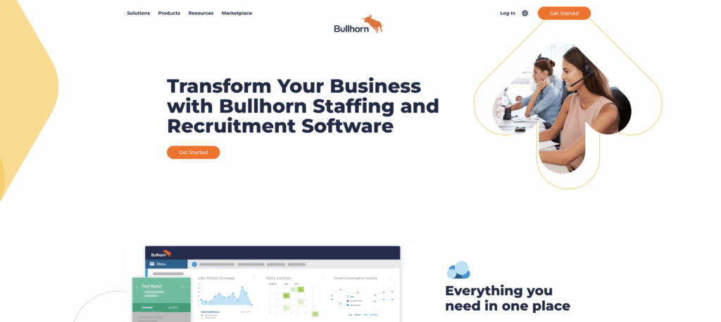 Bullhorn website home page.