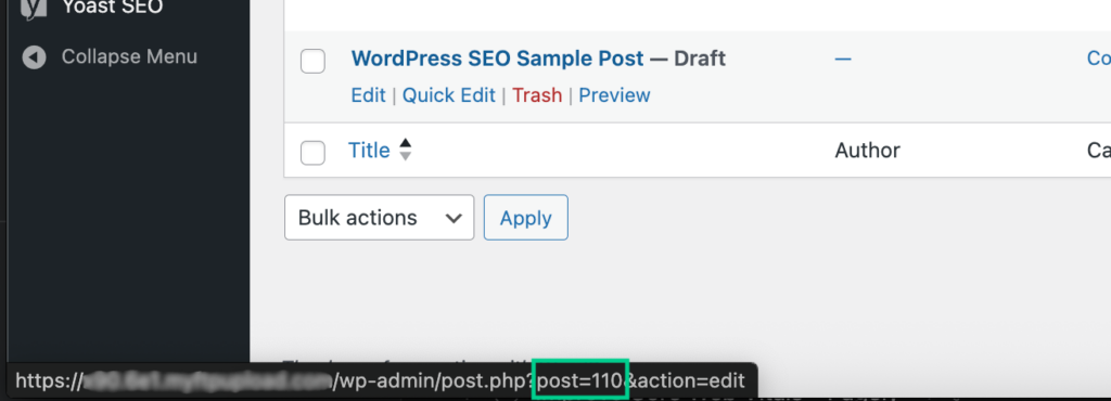Hover over post link to see post ID