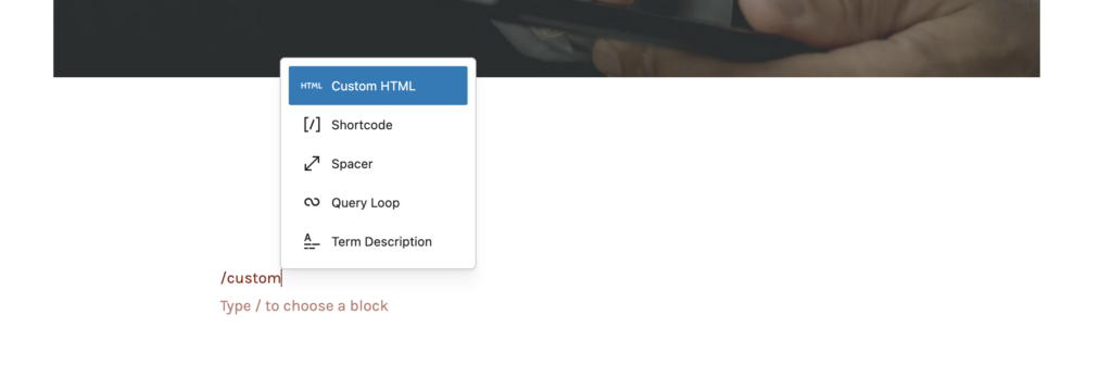 add Custom HTML block alt
