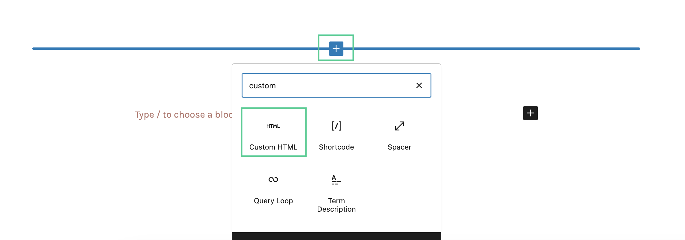add Custom HTML block