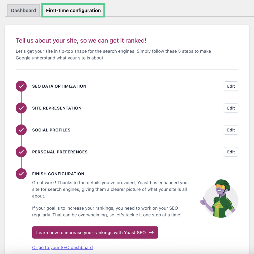 yoast first-time configuration