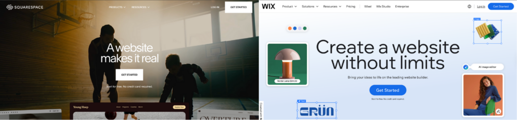 Wix and Squarespace
